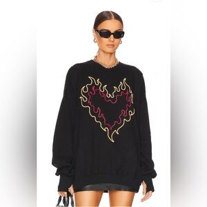 The Laundry Room from Revolve Woman’s Burn Heart Jumper Sweatshirt in Black Sz S